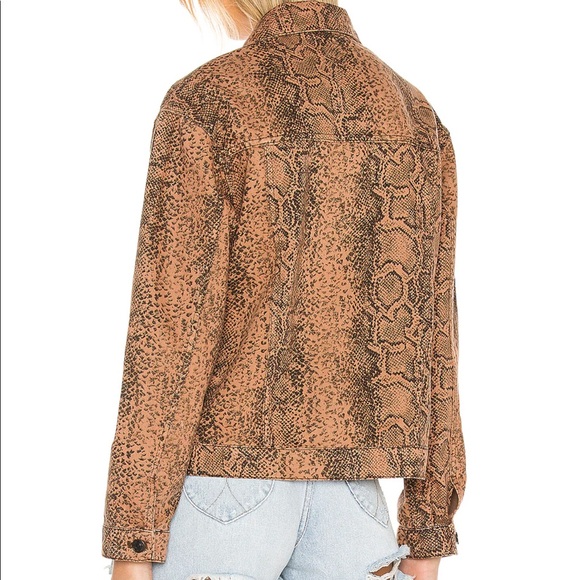 NWT Free People Snake Trucker Jacket in Brown - Picture 2 of 10